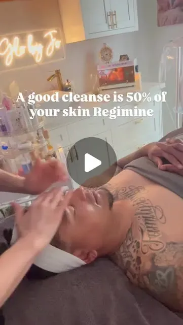 Jo cleansing a client in her studio